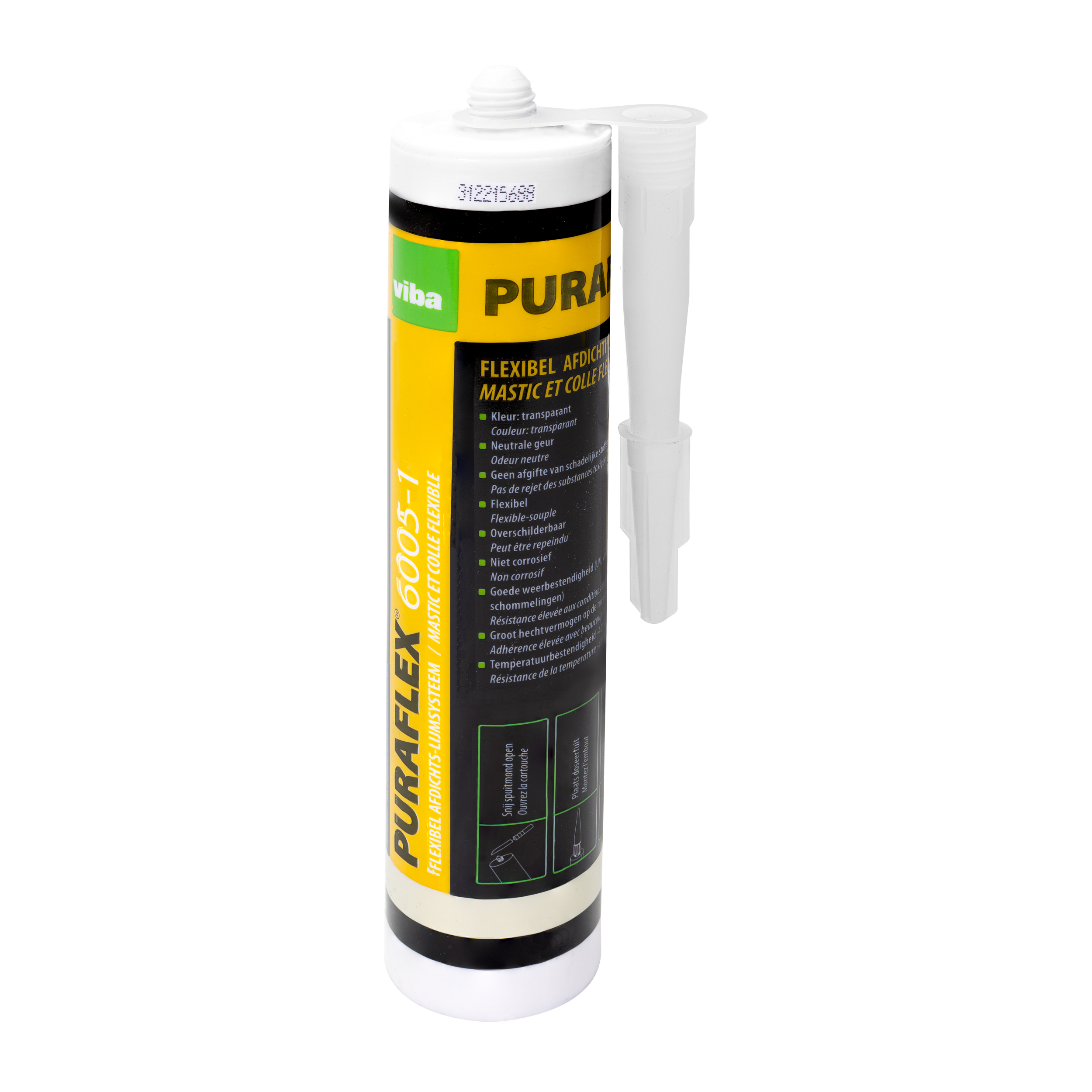 46015429 PURAFLEX 6005-1 PATROON 290 ML TRANSPARANT