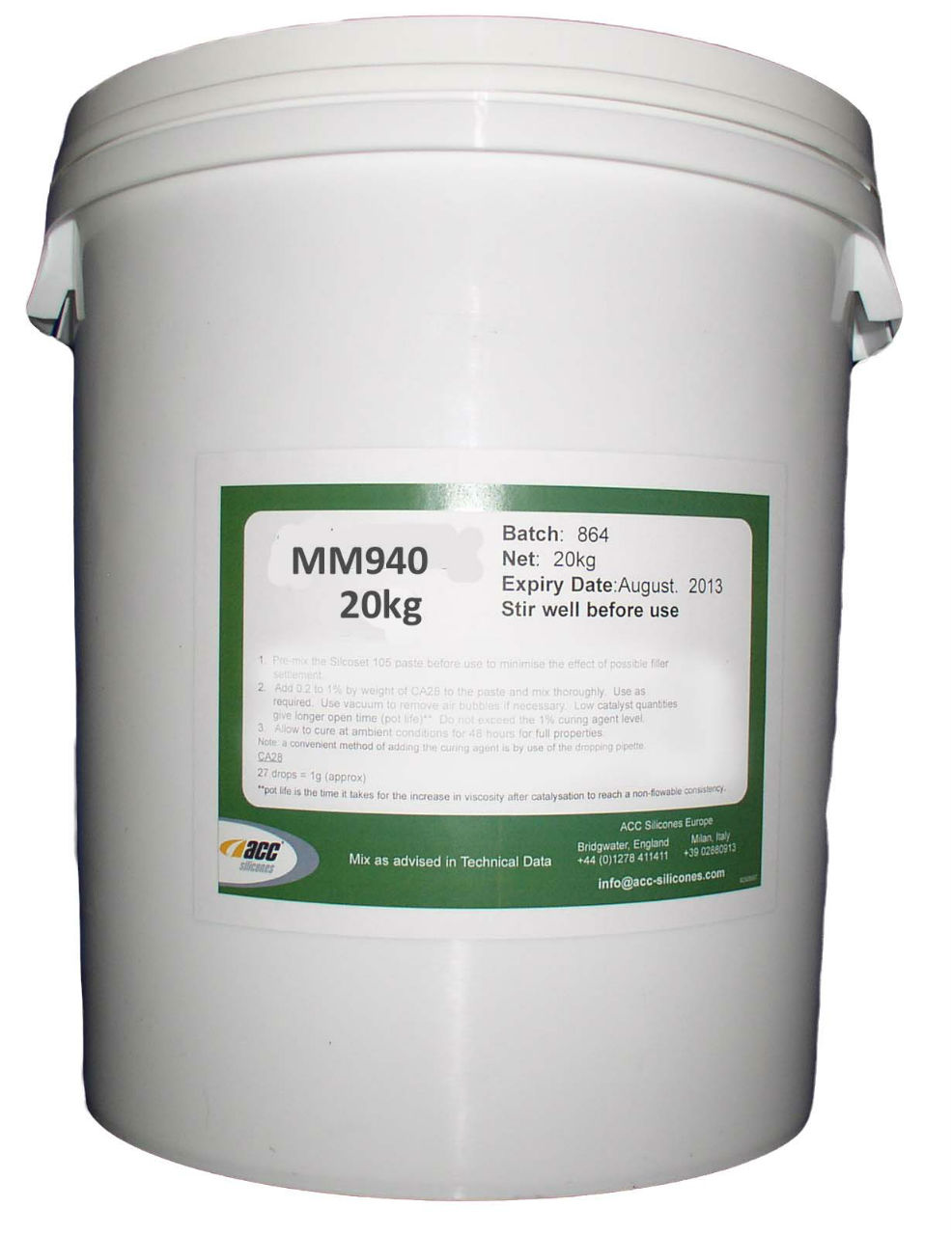 907594020 ACC MM 940 20 KG TIN HIGH TEAR 40 SHORE A